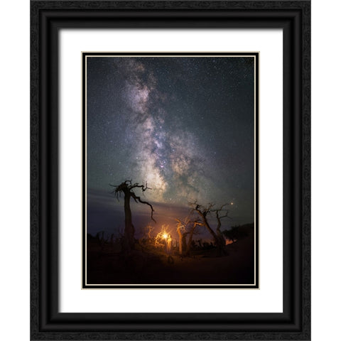 Under The Milkyway Black Ornate Wood Framed Art Print with Double Matting by Liao, Yuhan