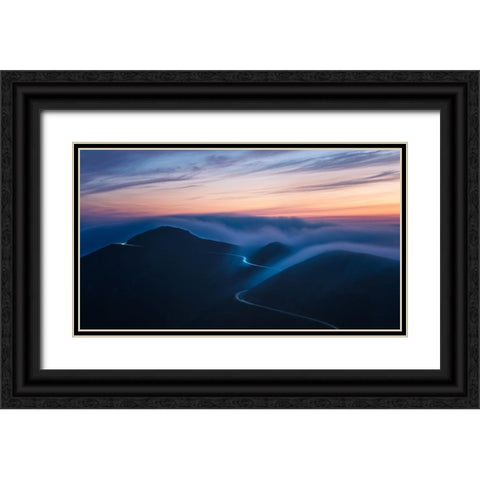 Soaking In Fog Black Ornate Wood Framed Art Print with Double Matting by Ren, Chuanxu