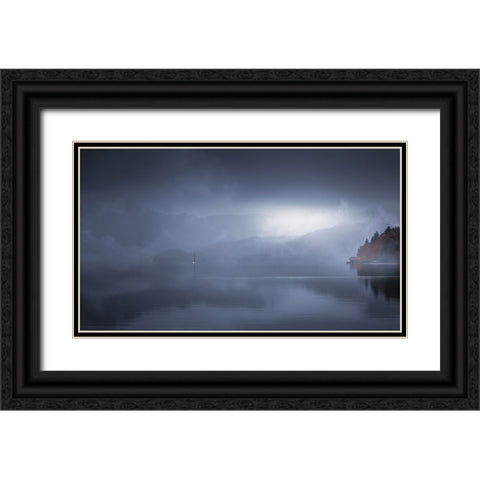 Foggy Morning In Walchensee 7R20727 Black Ornate Wood Framed Art Print with Double Matting by Joanaduenas