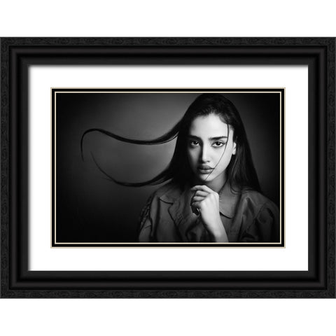 Hair Dance Black Ornate Wood Framed Art Print with Double Matting by Heydari, Amir