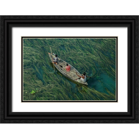 Crossing The Algae RIVer Black Ornate Wood Framed Art Print with Double Matting by Amdad Hossain, Muhammad