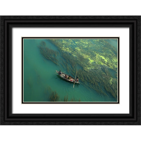 Cross The Algae RIVer Black Ornate Wood Framed Art Print with Double Matting by Amdad Hossain, Muhammad