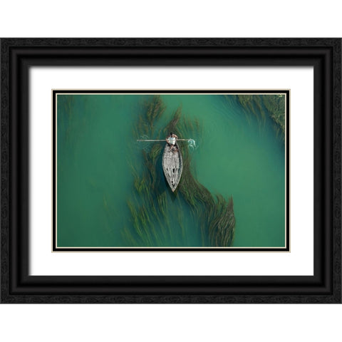 Crossing Algae RIVer Black Ornate Wood Framed Art Print with Double Matting by Amdad Hossain, Muhammad