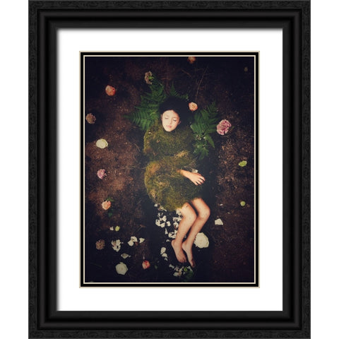 It Starts In The Woods Black Ornate Wood Framed Art Print with Double Matting by Margau, Delphine