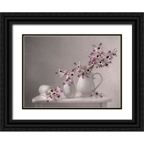 Lilac Orchid Black Ornate Wood Framed Art Print with Double Matting by Perfoncio, Margareth