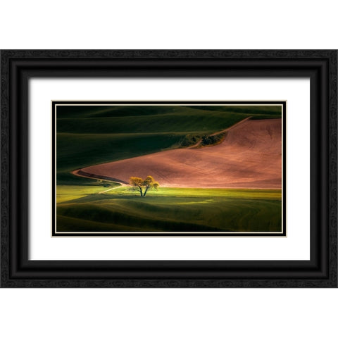 EobcÂ”D Black Ornate Wood Framed Art Print with Double Matting by Fengying Long