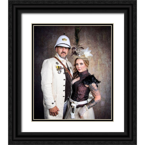 Steampunk Wars - The Diplomat  With Wife Black Ornate Wood Framed Art Print with Double Matting by Springgay, Daniel