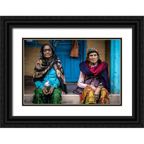 Sisters Black Ornate Wood Framed Art Print with Double Matting by Adrian