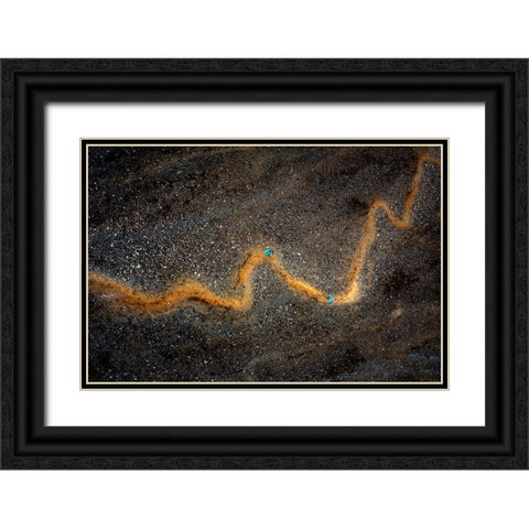 Stock Chart -- Aerial Abstract Of A Hiking Trail Black Ornate Wood Framed Art Print with Double Matting by Bian, James