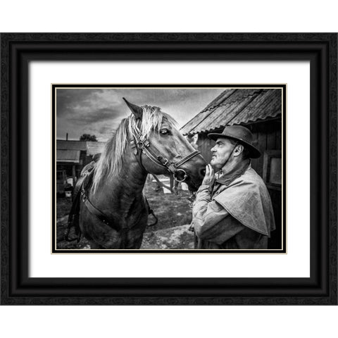 Real Feelings Black Ornate Wood Framed Art Print with Double Matting by Girmencea, Robert