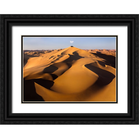 A Sand Volcano Black Ornate Wood Framed Art Print with Double Matting by Liao, Yuhan