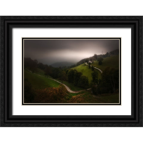A Bright Place For Mind Black Ornate Wood Framed Art Print with Double Matting by Manini, Filippo