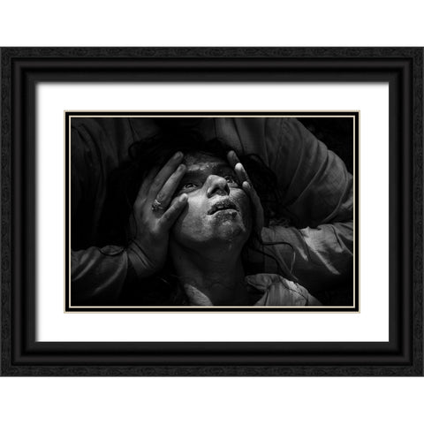 Face Of Devotees Black Ornate Wood Framed Art Print with Double Matting by Biswas, Kuntal