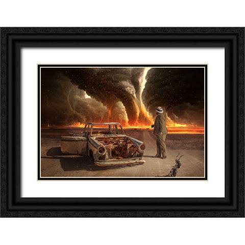 Firestorm Black Ornate Wood Framed Art Print with Double Matting by Egger, Marcel
