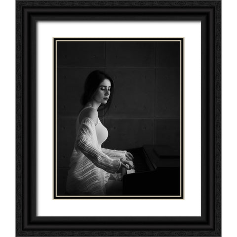 Iranian Female Instrumentalists (Piano) Black Ornate Wood Framed Art Print with Double Matting by Keramati, Saeed