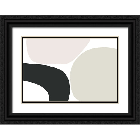 Oneness Abstract No 1 Black Ornate Wood Framed Art Print with Double Matting by uplusmestudio