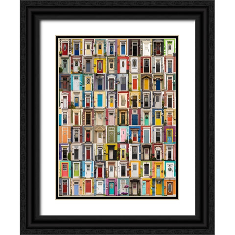 Jellybean Doors Black Ornate Wood Framed Art Print with Double Matting by Xu, Tony