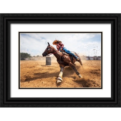 Slam On The Brakes Black Ornate Wood Framed Art Print with Double Matting by Zhou, Steven