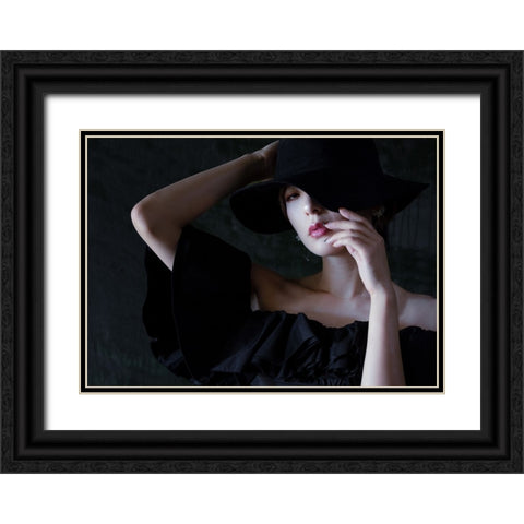 Maya Black Ornate Wood Framed Art Print with Double Matting by Sakamoto, Tsutomu