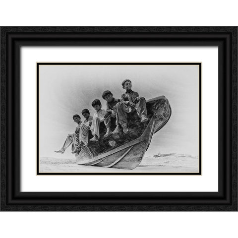 FIve Of Us Black Ornate Wood Framed Art Print with Double Matting by Taghipour, Marjan