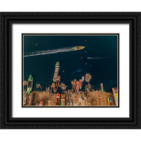 Dockyard Black Ornate Wood Framed Art Print with Double Matting by Alam Khan, Rakibul