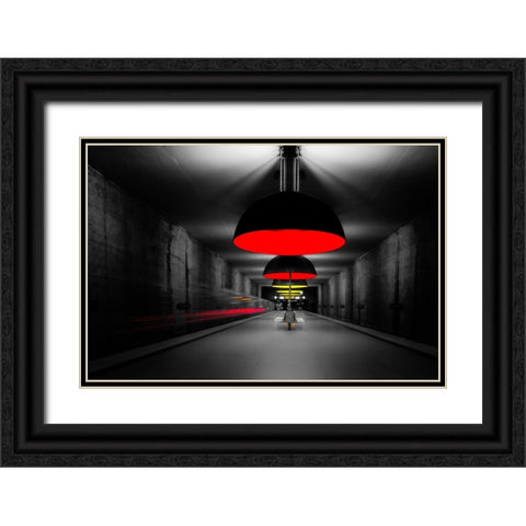 Der Letzte Macht Das Licht Aus! Black Ornate Wood Framed Art Print with Double Matting by Dauer, Andy