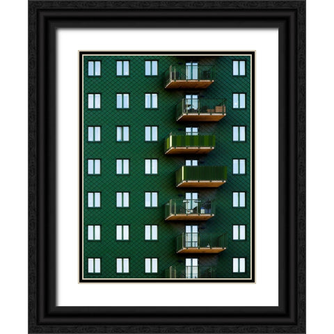 Snaky Black Ornate Wood Framed Art Print with Double Matting by Surleac, Marius