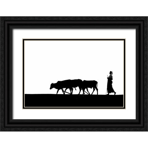 Silhouette Black Ornate Wood Framed Art Print with Double Matting by Mahapatra, Santanu