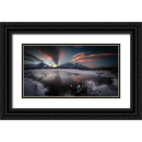 Waking Up...... Black Ornate Wood Framed Art Print with Double Matting by Li, Bing
