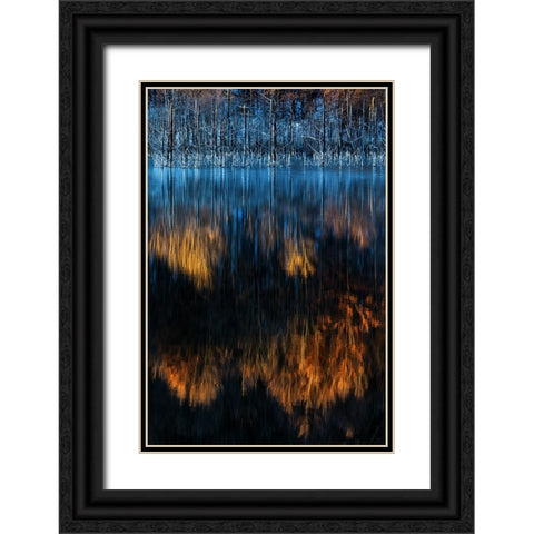 Cuejdel lake Black Ornate Wood Framed Art Print with Double Matting by Mirica, Dan