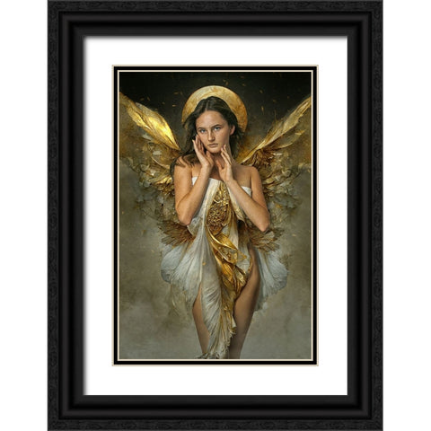 Goldenangel Black Ornate Wood Framed Art Print with Double Matting by Egger, Marcel