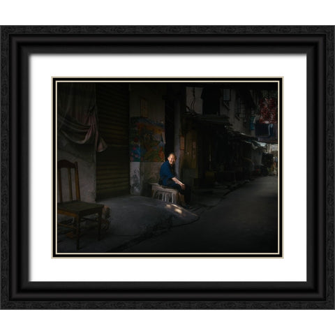 Noon Black Ornate Wood Framed Art Print with Double Matting by Wang, Alvin