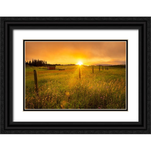 The Sun Is Rising Black Ornate Wood Framed Art Print with Double Matting by Yu, Wenjin