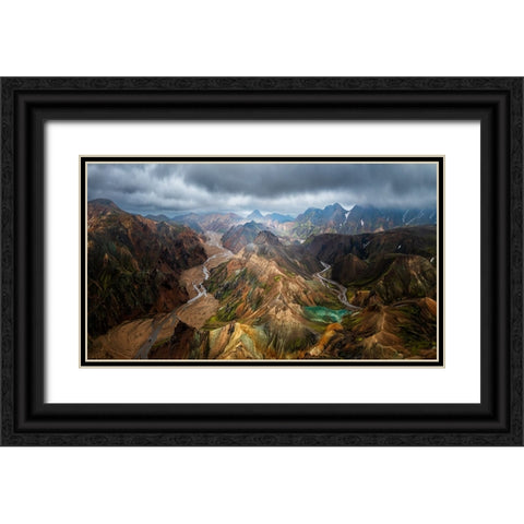 Iceland Landscape Black Ornate Wood Framed Art Print with Double Matting by Bian, James