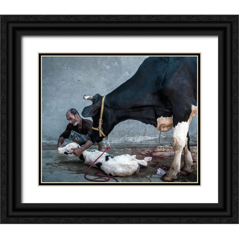 Welcome To The Cruel World Black Ornate Wood Framed Art Print with Double Matting by Bahmani, Mitra