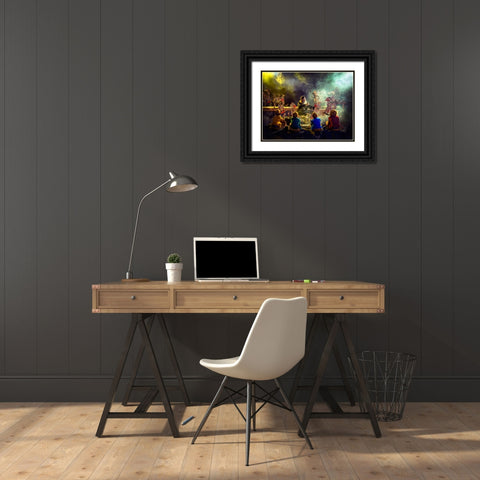 Wayang Kulit Master Black Ornate Wood Framed Art Print with Double Matting by Bunjamin (Abe), Antonyus