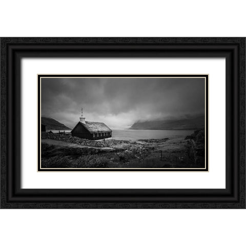 Peaceful Black Ornate Wood Framed Art Print with Double Matting by Zeng, Kenneth