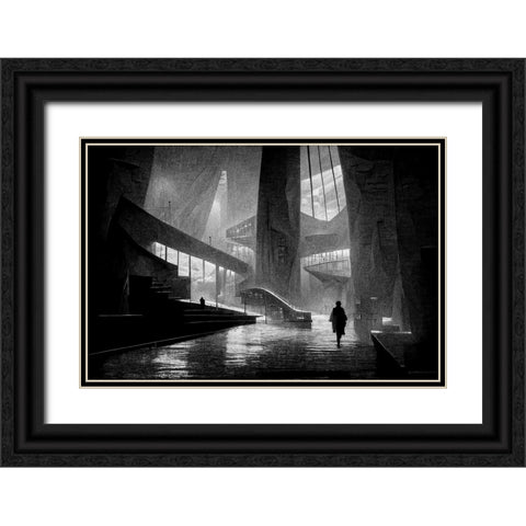 Walking Black Ornate Wood Framed Art Print with Double Matting by Stalmans, Luc
