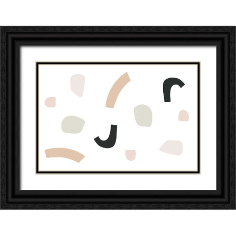 Happy Abstract No 3 Black Ornate Wood Framed Art Print with Double Matting by uplusmestudio
