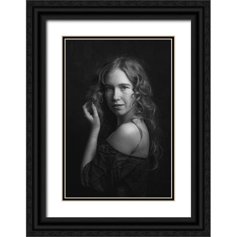 Corina Black Ornate Wood Framed Art Print with Double Matting by Franke, Ruth