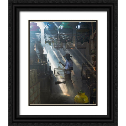 Greeting My Buddies Black Ornate Wood Framed Art Print with Double Matting by Widyantini, Rini