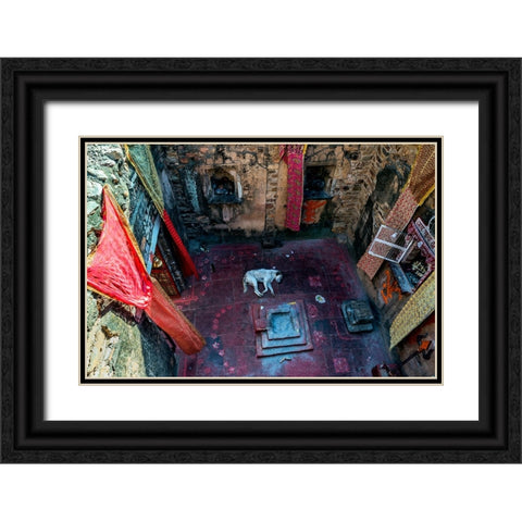 In A Small Indian Temple Black Ornate Wood Framed Art Print with Double Matting by Damico, Giuseppe