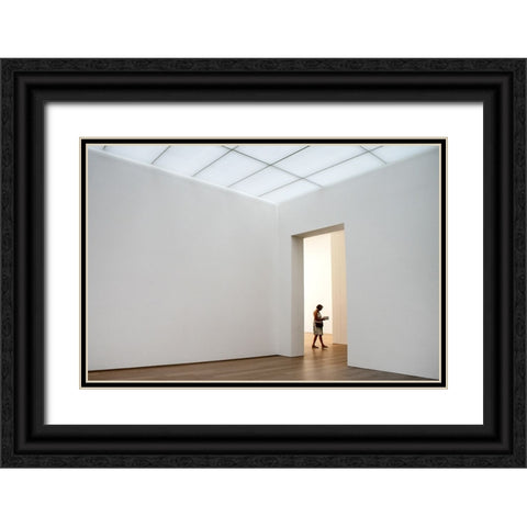 Walking While Reading Black Ornate Wood Framed Art Print with Double Matting by Joosten, Lus