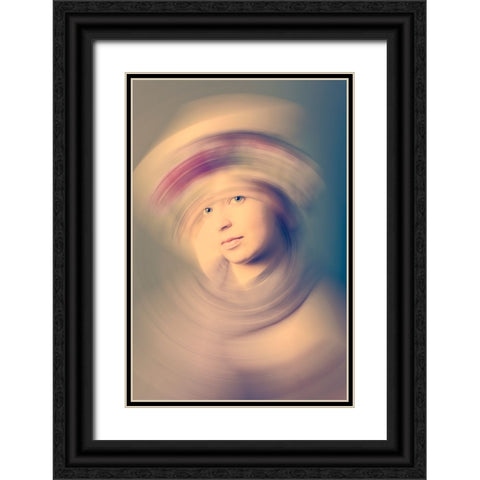 Swirl With Me Black Ornate Wood Framed Art Print with Double Matting by Kiral, Cicek