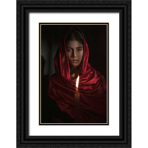 Asma Black Ornate Wood Framed Art Print with Double Matting by Paul, Dipankar