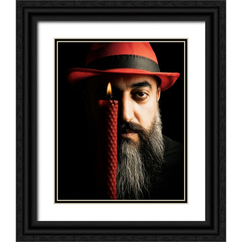 Fiery Eye Black Ornate Wood Framed Art Print with Double Matting by Heydari, Amir