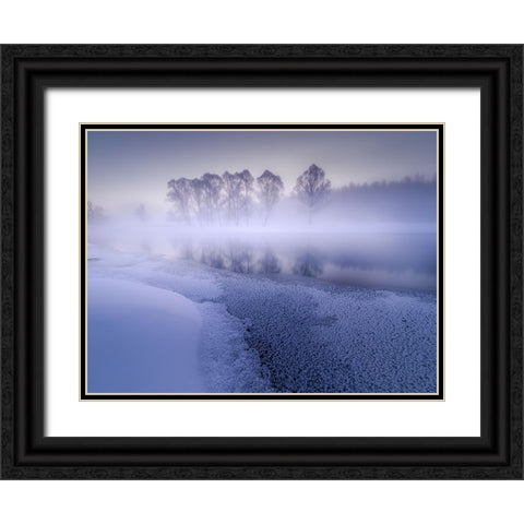 Foggy Northland Black Ornate Wood Framed Art Print with Double Matting by Hou, Minghao