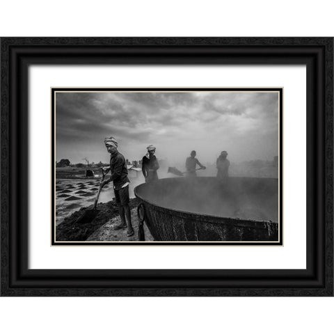 Workers Black Ornate Wood Framed Art Print with Double Matting by Biswas, Kuntal