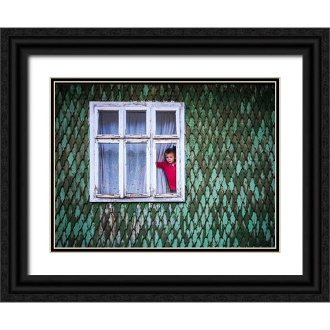Daniel In The Window Black Ornate Wood Framed Art Print with Double Matting by Steverson, Michael