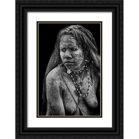 Papua Woman Black Ornate Wood Framed Art Print with Double Matting by Muliani Hartojo, Angela
